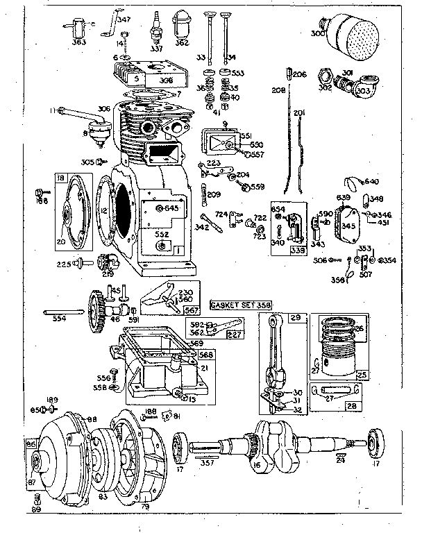 Replacement Parts Diagram and Parts List for 200401-200466 0010 - 0060 Briggs and Stratton Engine